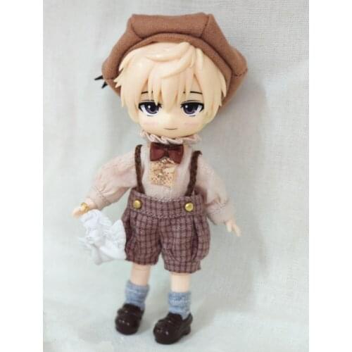 Ob11 doll shirt suspenders suit cute bow tie baby clothes boy style art baby clothes accessories