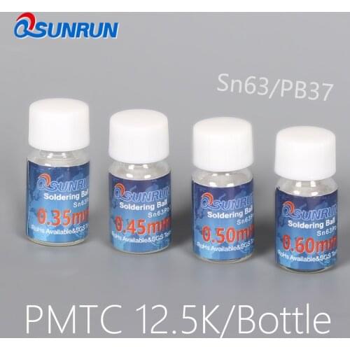 HOT 4 Bottles/Set PMTC 0.35mm 0.45mm 0.5mm 0.6mm Leaded Soldering Balls 12.5K For BGA Reballing Stencils Kit , Free Shipping