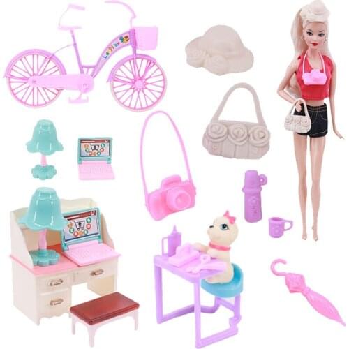 Mini Bicycle Model Bike Portable Simulation Collection And Daily LIfe Bags Utensils Toys Fit Barbies Girl For Children