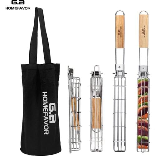 4 Pcs Kabob Grilling Baskets Stainless Steel Vegetable Meat Grill Net Reusable Veggies BBQ Accessories