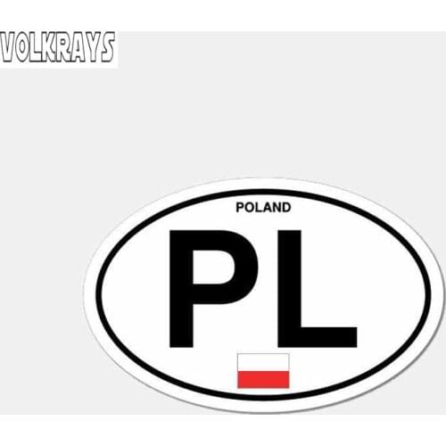 Volkrays Fashion Car Sticker Pl Poland Polish Country Code Helmet Motorcycle Accessories Reflective Sunscreen PVC Decal,6cm*10cm