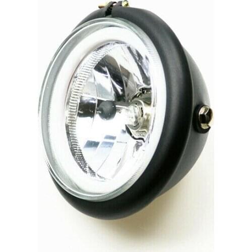 Motorcycle Sports Retro Cafe Racer Side Mount Cirle Headlight High/Low Beam Lamp