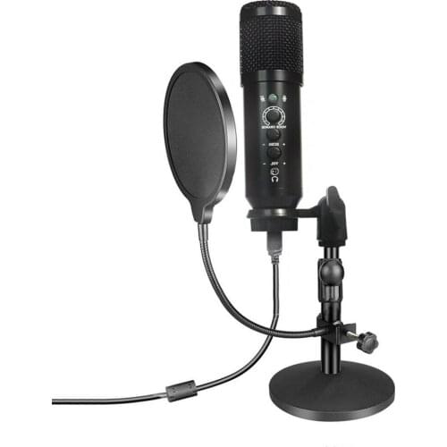USB Interface Microphone Set for Computer Laptop Free-Driver Quick Adjustable Voice Changing Microphone Set for Voice Chat