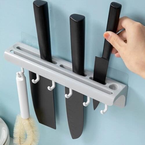 Wall-Mounted Knife Holder Kitchen Knives Holder Organizer Multifunctional Knife Stand Hook Cutlery Cooking Accessories Storage