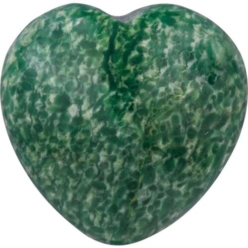 TUMBEELLUWA Natural African Green Jade Heart Carved Healing Crystal Puff Palm Stone,Worry Stone Chakra Reiki 0.9