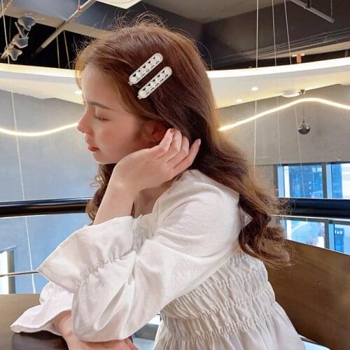 NEW Ins Metal Rhinestone Girl Hairpin Temperament Hair Bangs One-word Top Clips Sides Accessories for Women Fishion Barrettes