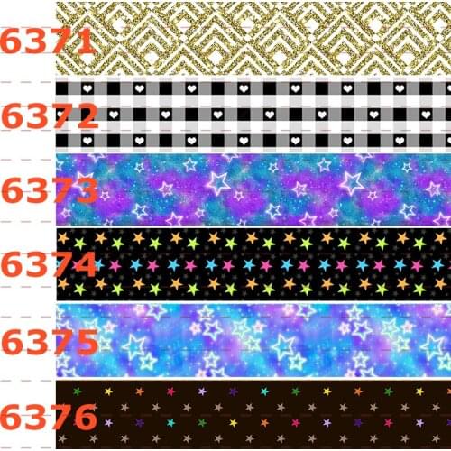 New 50 yards colorful star ribbon geometric pattern printed grosgrain ribbon 6365-6376