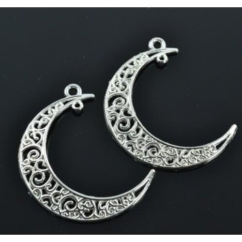 10pcs Silver Plated moon Charms alloy Pendants for Bracelet Necklace Jewelry Making Accessories DIY 40*35mm L601