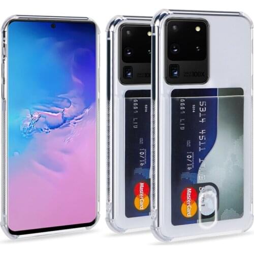 Transparent card case For Samsung Galaxy S20 S20 ultra A51 A71 S9 S10 Note10 S10E A30 A50 A70 shockproof Soft Silicone Case