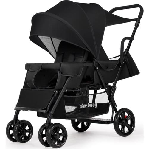 Front rear twin stroller Twin baby stroller two-child trolley can be removed front and rear seat light folding