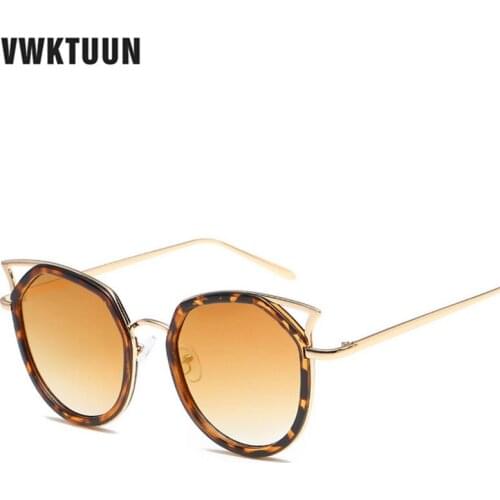 VWKTUUN Sunglasses Women Men Brand Desginer Cat Eye Glasses Vintage Eyewear Sun glasses For Women Gold Glasses Frame Oculos