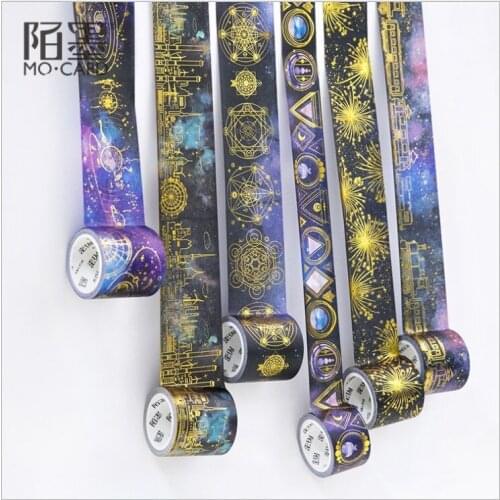 Gold Foil stamping Magic universe starry sky Interstellar orbit Decoration Planner Washi Tape DIY Diary Scrapbook Masking Tape