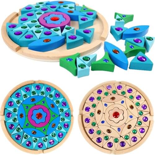 Baby Wooden Rainbow Gem Bricks Blocks Stacking Toys Kids Creative Game Jenga Blocks Montessori Educational Toys for Childrens