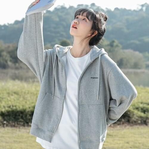 Oversized Zipper Hoodies New Fashion Women Hooded Casual Coat Loose Long Sleeve Solid Strappy Sweatshirt Lady Autumn Hoodies Top