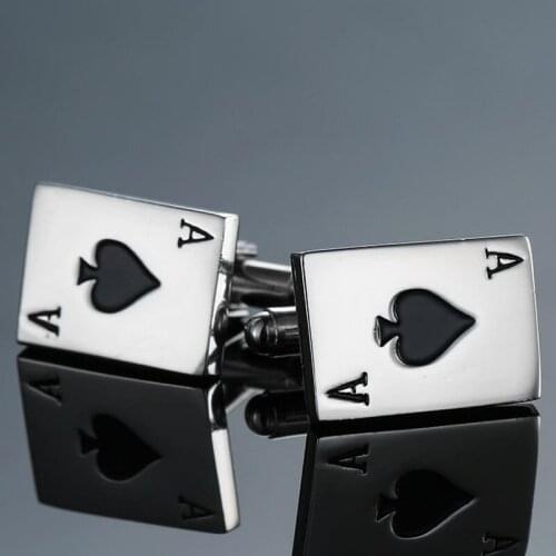 Mens Cufflinks brand new high quality fashion jewelry spade a poker Cufflinks mens business suits pin Gift Wholesale & retail