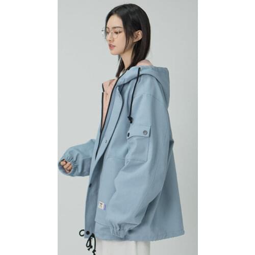 Autumn new short coat female Harajuku BF fashion versatile hooded top student Hong Kong Vintage work jacket