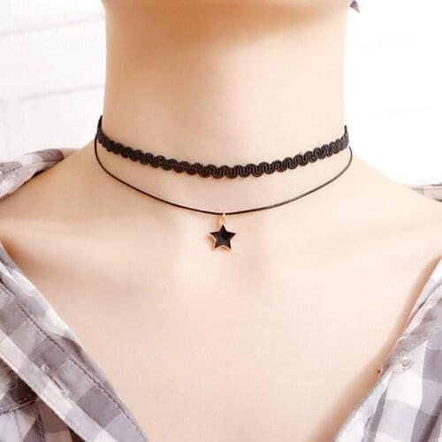 2021 Korean Fashion Choker Necklace For Women Vintage Sexy Lace Necklace With Pendants Gothic Girl Neck Jewelry Accessories New