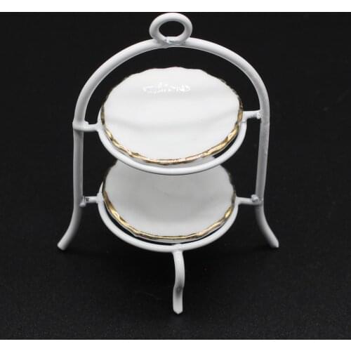 1/12 Scale White Cake Stand Kitchen Furniture Tableware Dollhouse Miniature Table Decor Dolls House Accessories