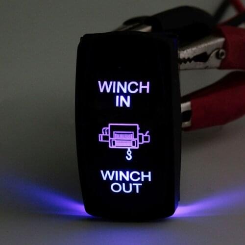 1pc 7 Pin Blue LED Laser Momentary Rocker Switch WINCH IN/OUT ON-OFF-ON 20A
