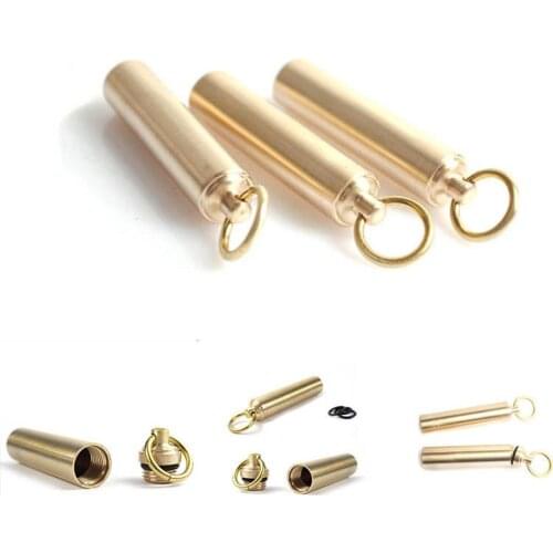 1 Pc Waterproof Brass Pill Box Case Medicine Bottle Holder Container Anodized high quality H62 brass material and waterproof