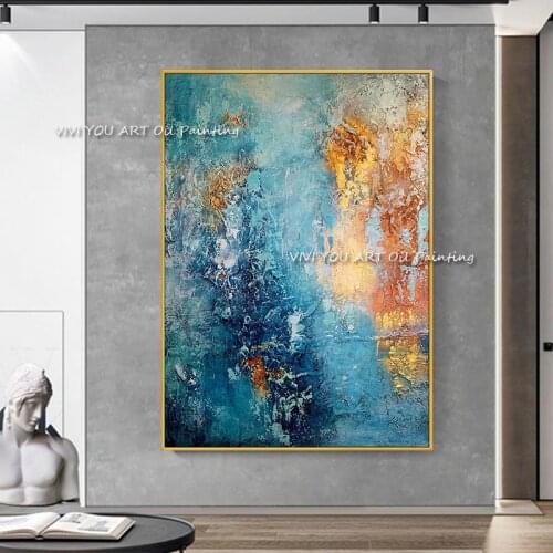 100% Handpainted Abstract Colorful Oil Painting Wall Art Picture for Living Room Office Home Decoration Oil Painting on Canvas