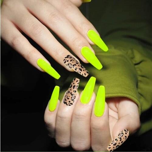 20pcs Dark Green False Nails Long Detachable French Fake Nail Ballet Coffin Nail Tips With Rhinestones Press on Nail Art Tool