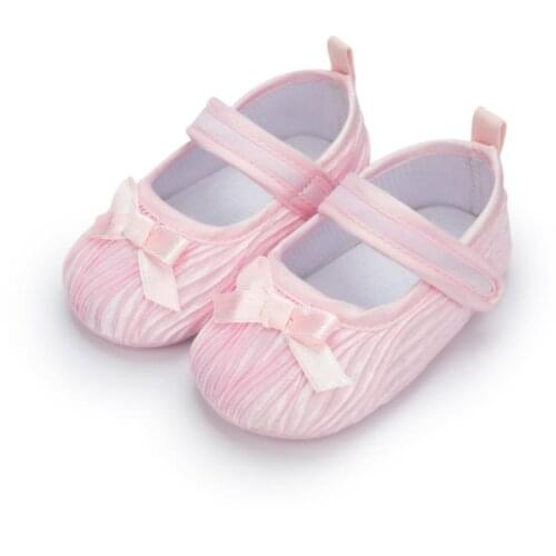 2021 Lovely Newborn Bowknot Princess Shoes Baby Girls Non-slip Sole Solid Color Prewalker For Party Dress