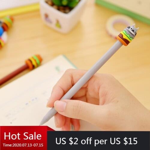 24 Pcs Cute Hamburger Water Pen Creative Bear Cute Rabbit Cake Cartoon Black Gel Pen Student Kawaii School Supplies Pen Writing