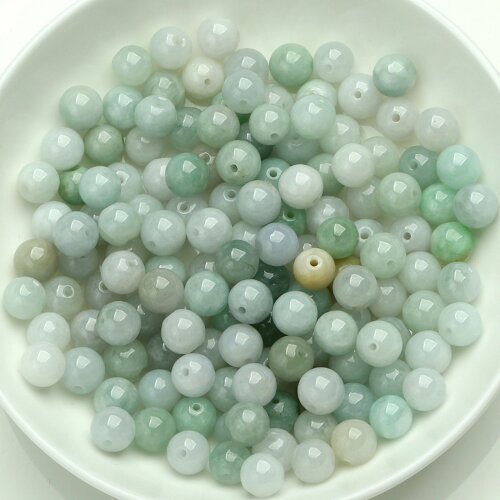 30pcs Natural Green Jade Jadeite Smooth Round Loose Beads Pendant 7mm