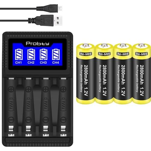 4x AA AAA Ni-MH Rechargeable Battery + Charger For AA AAA Calculator/Player/Remote control/Toys/Speaker/Camera