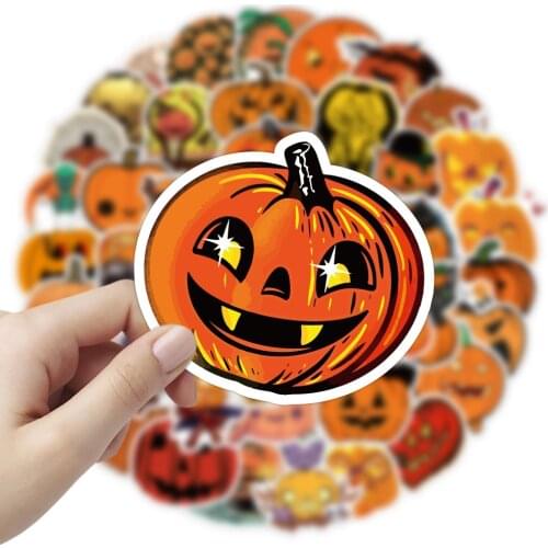 50PCS Anime Halloween Pumpkin Stickers Guitar Skateboard Suitcase Children Waterproof PVC Graffiti Sticker Kid Classic Toys Gome