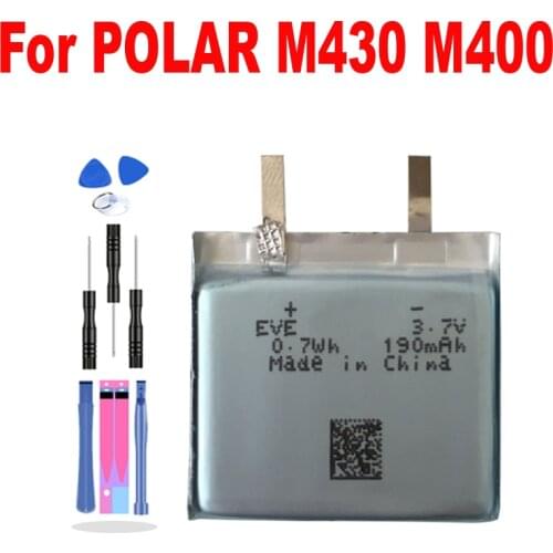 190mAh 3.8V Battery Core for POLAR M430 M400 GPS Sports Watch New Li-Polymer Rechargeable Accumulator Replacement