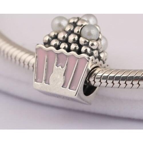 Authentic S925 Silver Bead DIY Jewelry Popcorn Charm fit Lady Bracelet Bangle