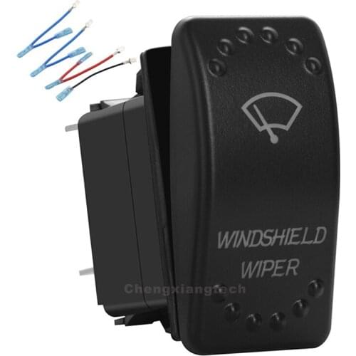 Car Boat Green Led 7Pin On Off On DPDT Rocker Switch Windshield Wiper 20A/12V 10A/24V Overload Protection+Jumper Wires Set