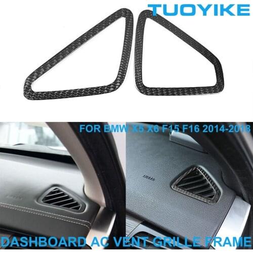 LHD RHD Car Styling Real Carbon Fiber Dashboard AC Air Conditioner Vent Grille Frame Cover Trim For BMW X5 X6 F15 F16 2014-2018