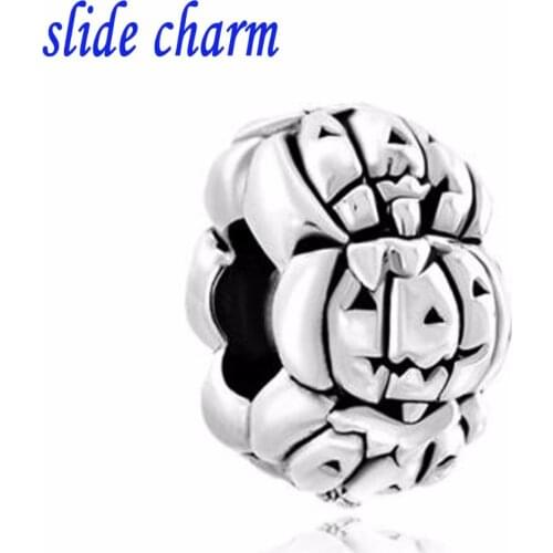 Slide charm Free shipping Europe and Halloween pumpkin new listing spacer beads fit Pandora fashion charms charm bracelet