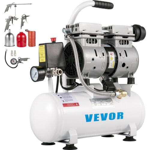 VEVOR Silent Air Compressor 9L 25L 50L with Spray Gun Air Blow Gun Oil Free Air Compressor Pump for Home Repair Tire Inflation