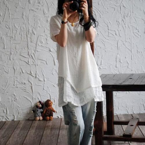 ASYMSAY Summer New Solid Colors Short Sleeve Blouse Women Irregular Tops Female Simple All-match Slim Cotton Linen Shirt AC3893