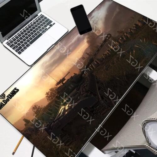XGZ Large MousePad Xl Black Lock Edge War World of Tanks Office Computer Logo Desk Decoration Mat Rubber Non-slip Family Carpet