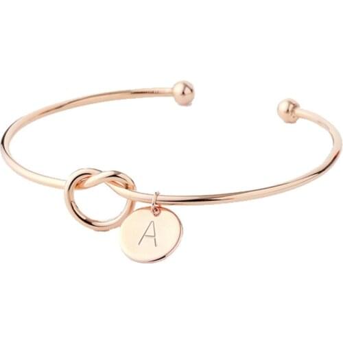 26 Letter Gold Silver Color Knot Heart Bracelets & Bangles For Women Girls Snake Chain Charm Bracelet Female Personality Jewelry