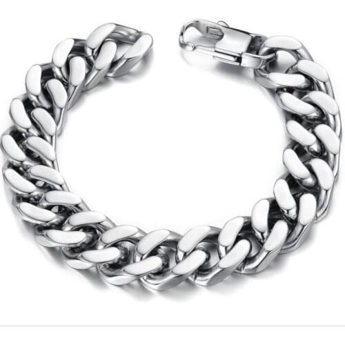 POTCET Unisex Stainless Steel Titanium Steel Bracelet Cuban Chain Geometric Fashion Retro Hip Hop Party Jewelry
