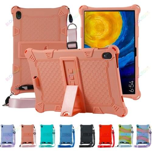 Funda Tablet Case for Lenovo 2020 Tab P11 TB-J606F/X, Anti-Slip Soft Silicone Case Adjustable Stand Cover with Shoulder Strap