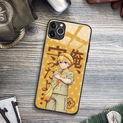 Zenitsu Agatsuma Kimetsu No Yaiba Anime Soft TPU Glass Phone Case for IPhone SE 6s 7 8 Plus X Xr Xs 11 12 Mini Pro Max Samsung