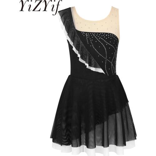 Kids Girls Ballet Tutu Dress Short Sleeves U-shaped Back Shiny Stars Sequins Mesh Ballet Dance Gymnastics Leotard Tutu Dress