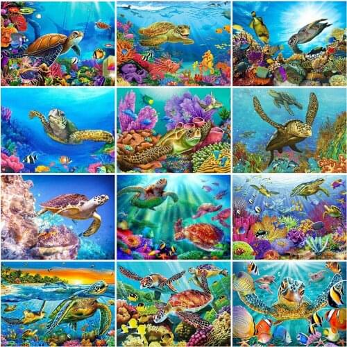 Evershine Diamond Painting Tortoise Cross Stitch Kit Diamond Embroidery Animal Full Square Round Rhinestone Handicrafts Gift