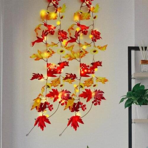 Thanksgiving Day Maple Leaves Garland Led Fairy Lights For Christmas Decoration Autumn String Light Festive DIY Halloween Decor