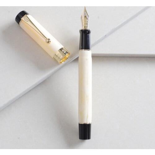 Jinhao 100 Centennial Resin Fountain Pen EF/F 18KGP M / Bent Nib 0.6 /1.2mm with Converter White Business Office Ink Gift Pen