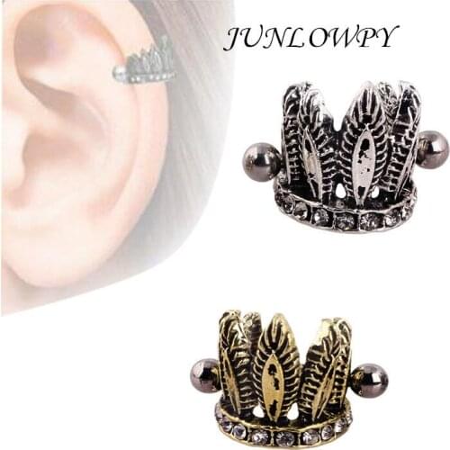 JUNLOWPY Gold Silver 316l Stainless Steel Tragus Ear Surgical Crown Shape Nipple Ring Ear Helix Piercing Jewelry