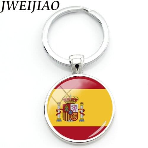 JWEIJIAO Custom 17 Countrys Flag Keychain Fashion Spain,Japan Flag Key Chain keyrings Bag Purse Car Key Pendant Jewelry FG87