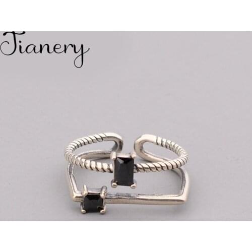 Summer Bohemian Ethnic Black Zircon Ring For Women Female Fashion Finger Rings Korean Girl Party Gift Gothic Jewelry